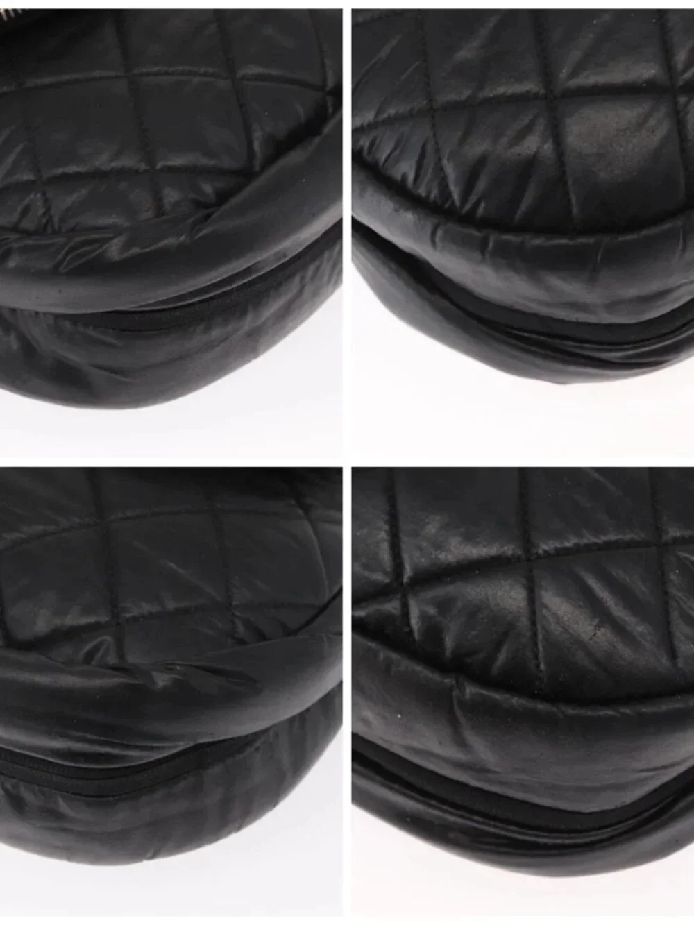 CHANEL Matelasse Shoulder Bag Nylon Black Silver CC Auth bs32463
